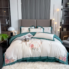Bordado de sábanas de bordado Juegos de cama de cubierta de décimo 100% Algodón